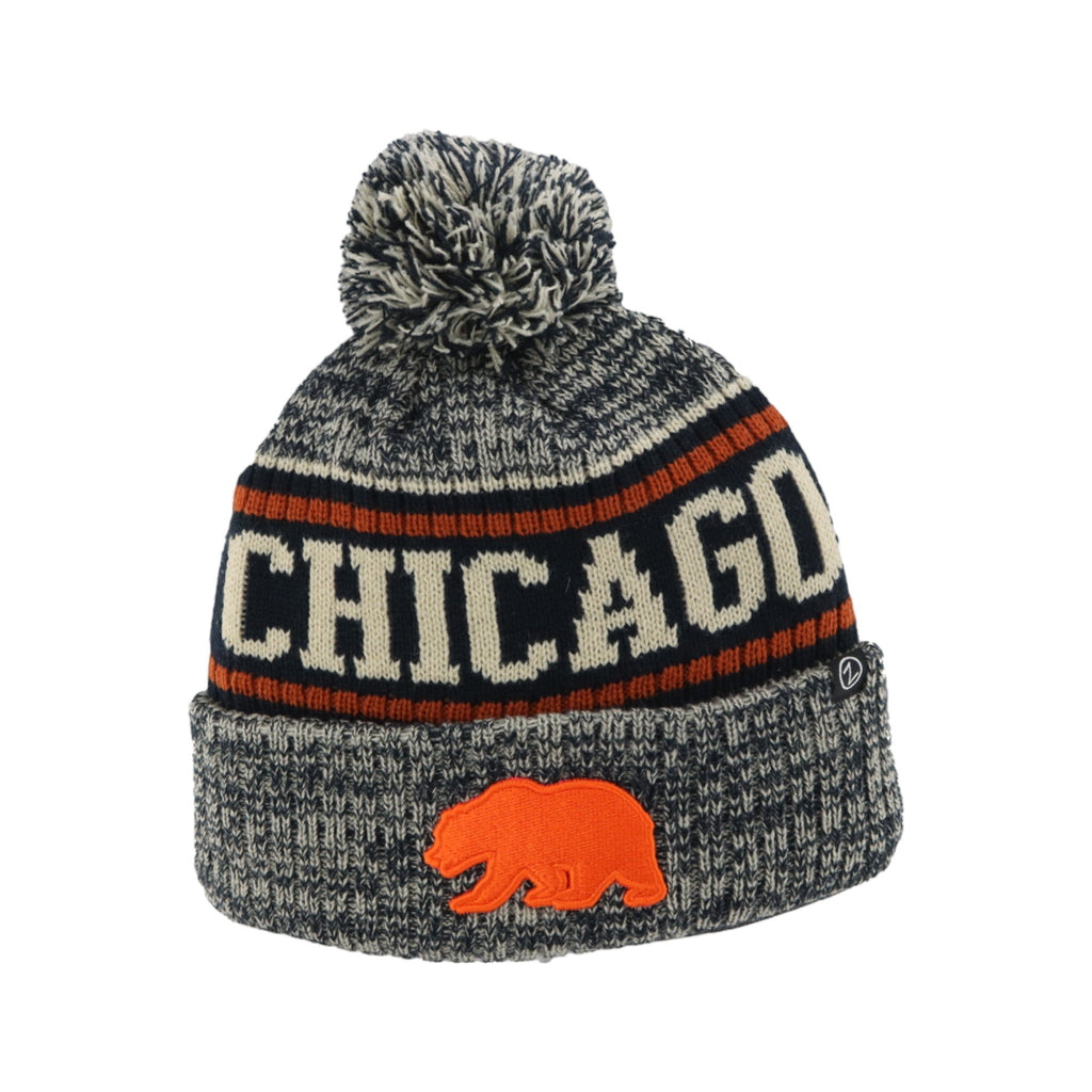 Chicago Bears Camber Bear Frosty Pom Knit Hat product image 1, provided for visual reference and product detail review