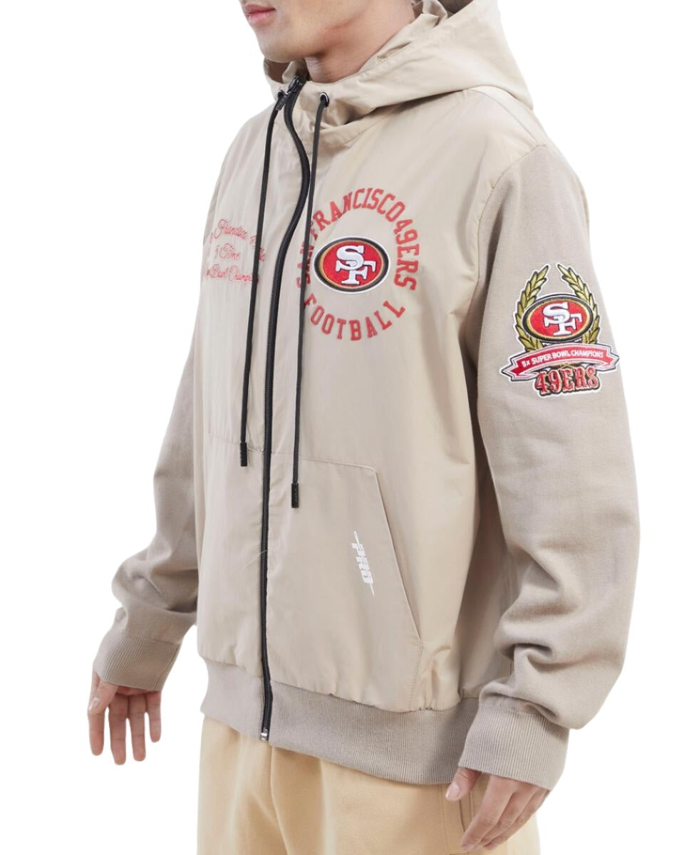 Pro Standard San Francisco 49Ers Hybrid Woven Fz Hoodie product image 2, provided for visual reference and product detail