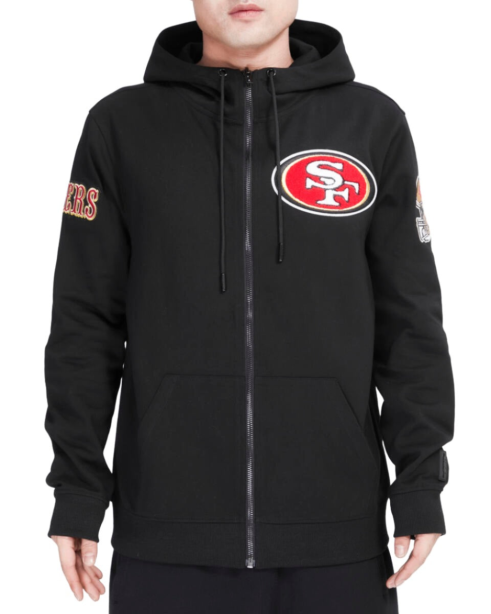 Pro Standard Men San Francisco 49ers 4-Hit Full-Zip Hoodie-Black product image 1, provided for visual reference and product
