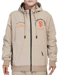 Pro Standard Men San Francisco Giants Hybrid Woven Hoodie-Khaki product image 1, provided for visual reference and product