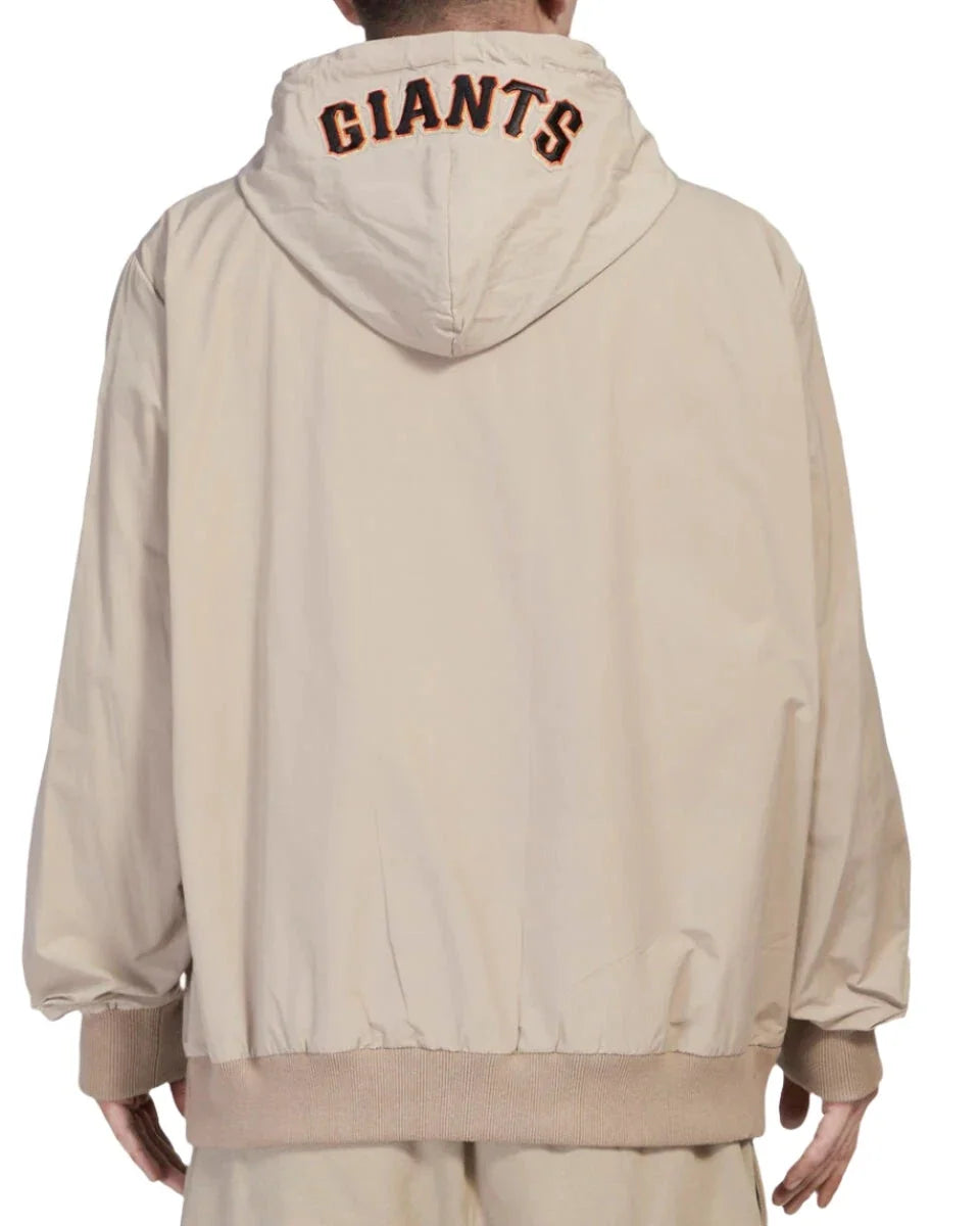 Pro Standard Men San Francisco Giants Hybrid Woven Hoodie-Khaki product image 2, provided for visual reference and product
