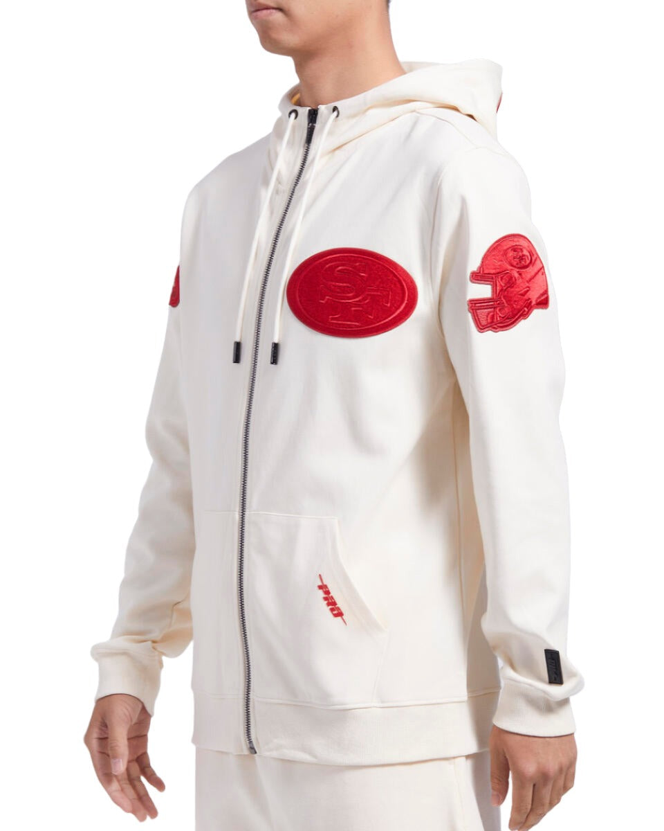 Pro Standard Men San Francisco 49ERS Triple Tonal Dk Full Zip Hoodie - Eggshell product image 4, provided for visual