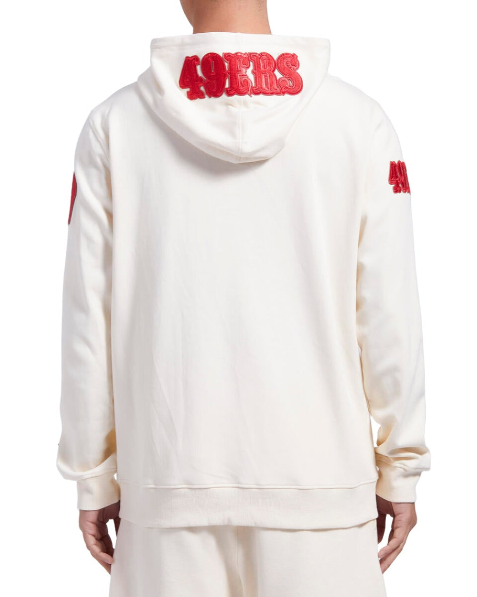 Pro Standard Men San Francisco 49ERS Triple Tonal Dk Full Zip Hoodie - Eggshell product image 2, provided for visual