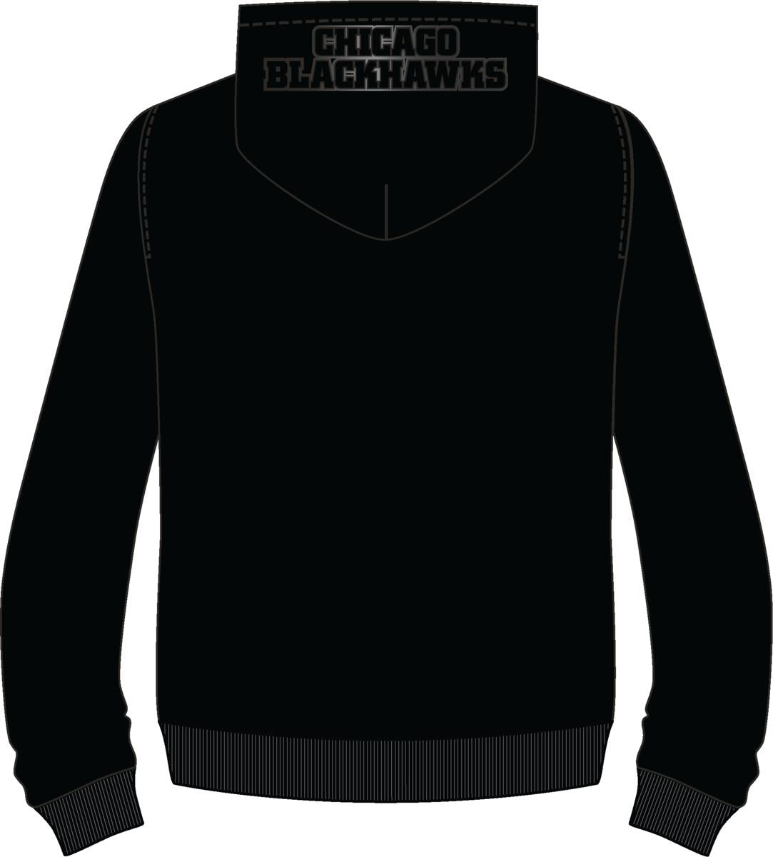 Chicago Blackhawks Triple Black Full Zip Pro Standard Hoodie product image 2, provided for visual reference and product
