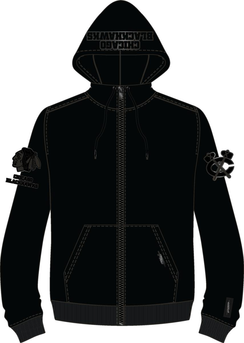 Chicago Blackhawks Triple Black Full Zip Pro Standard Hoodie product image 1, provided for visual reference and product