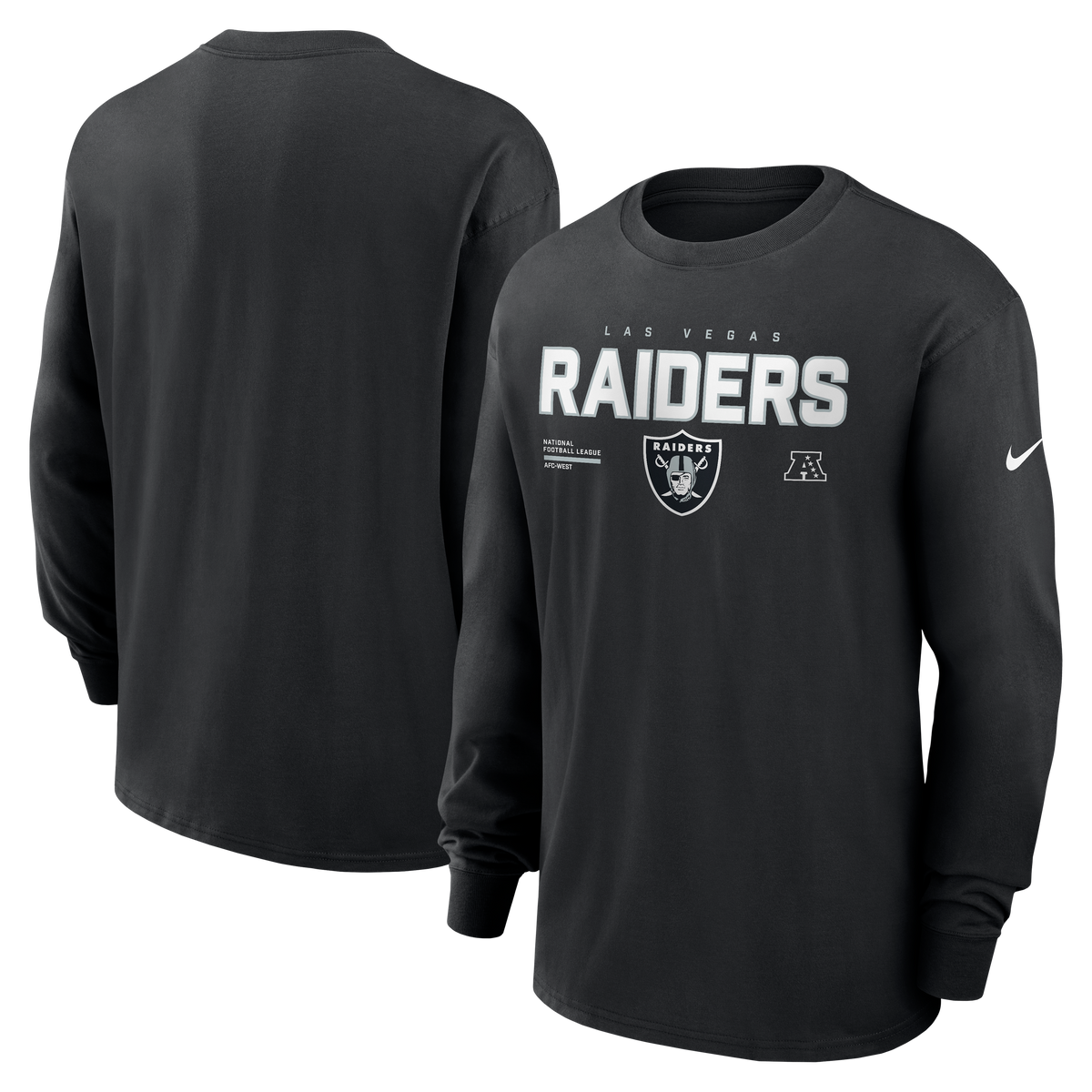Nike Las Vegas Raiders Long Sleeve T-Shirt-Black product image 3, provided for visual reference and product detail review