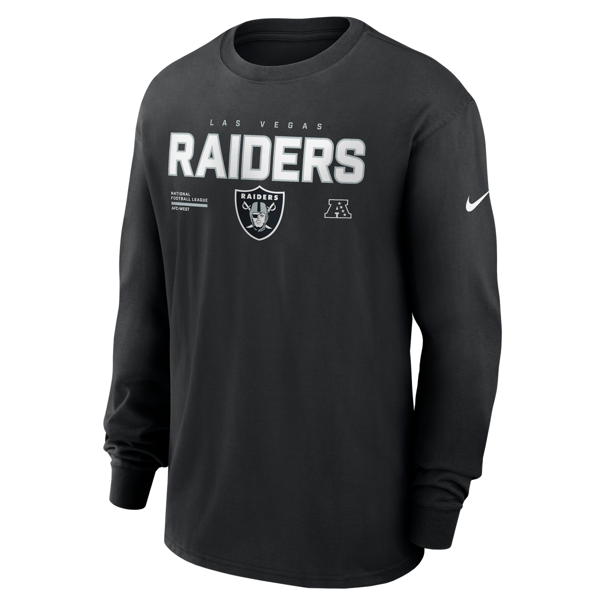 Nike Las Vegas Raiders Long Sleeve T-Shirt-Black product image 1, provided for visual reference and product detail review