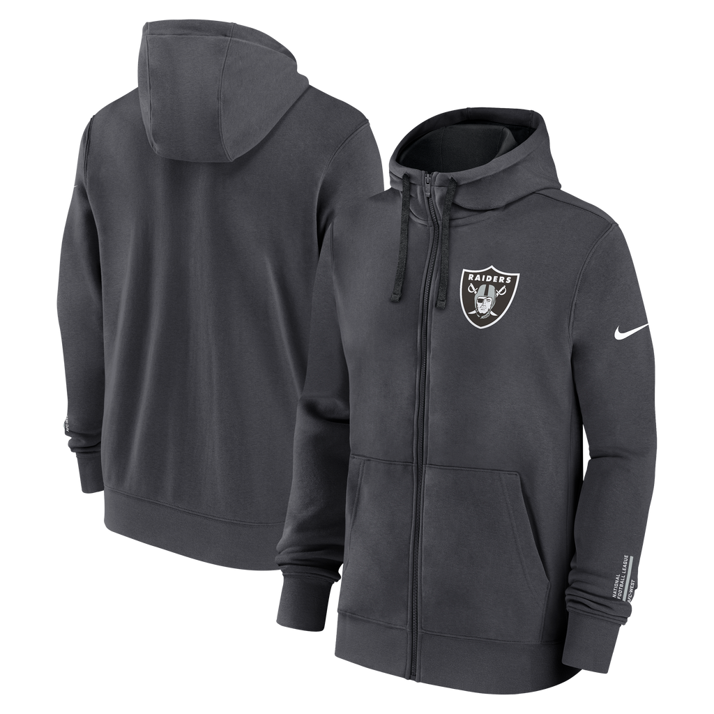Nike Men Las Vegas Raiders Club Full Zip Jacket-Black product image 3, provided for visual reference and product detail