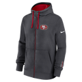 Nike Men San Francisco 49ers Full-Zip Hoodie-Grey product image 1, provided for visual reference and product detail review