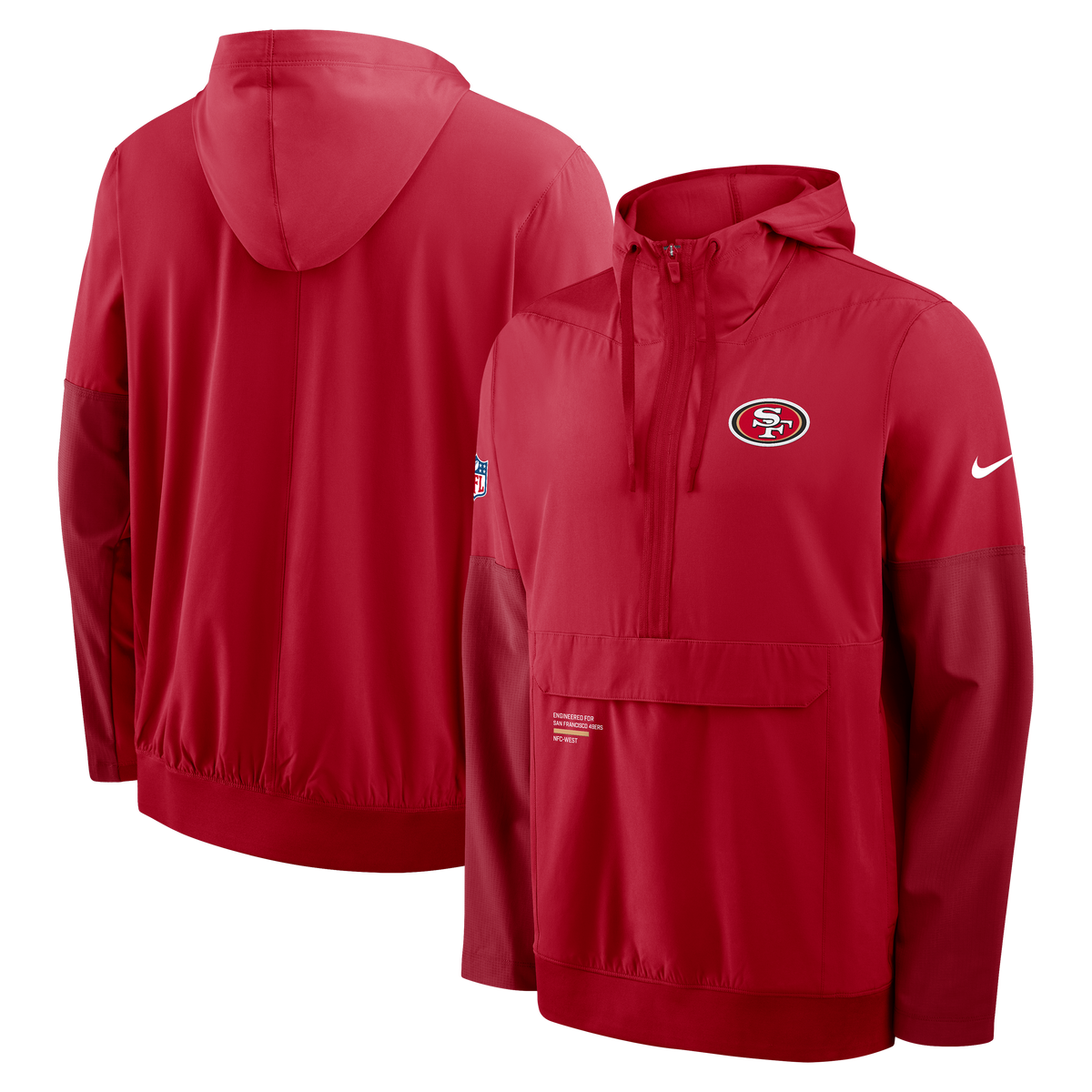 Nike San Francisco 49ers On-Field Anorak Hoodie- Red product image 3, provided for visual reference and product detail review