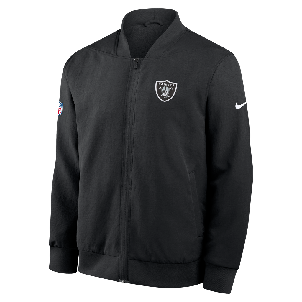 Nike Men Las Vegas Raiders Full-Zip Bomber Jacket-Black product image 1, provided for visual reference and product detail