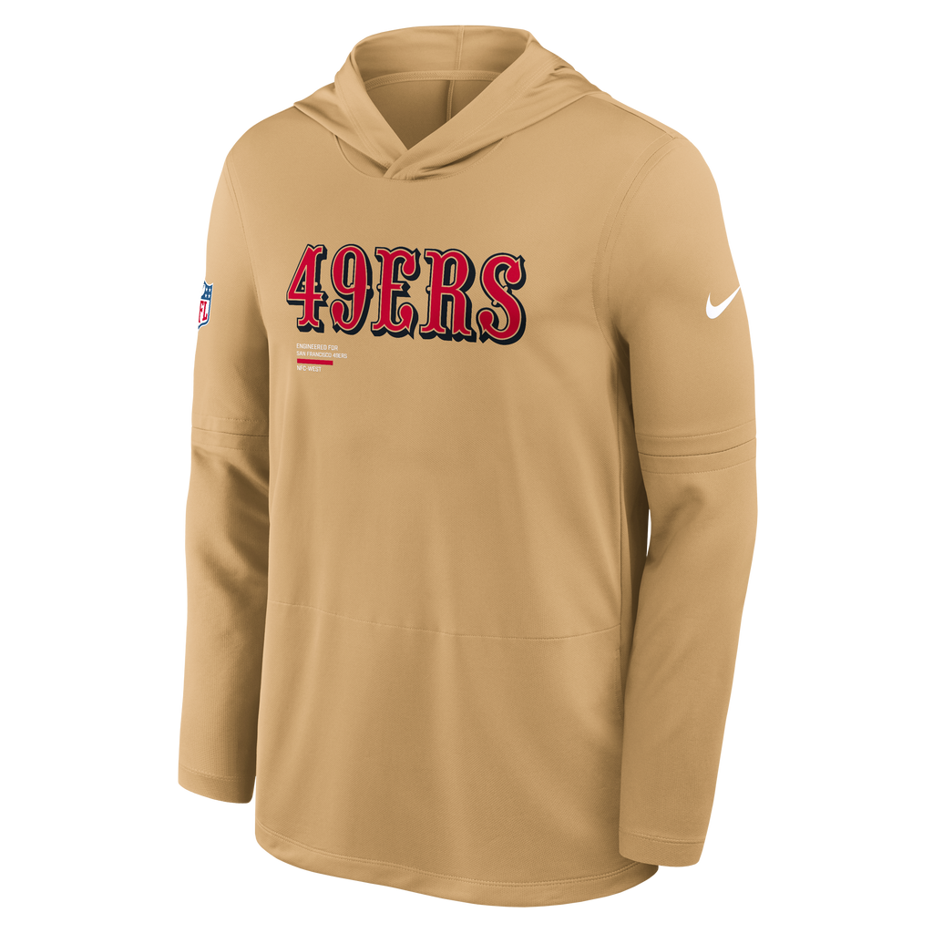 Nike San Francisco 49ers Light Weight T-Shirt Hoodie-Tan product image 1, provided for visual reference and product detail
