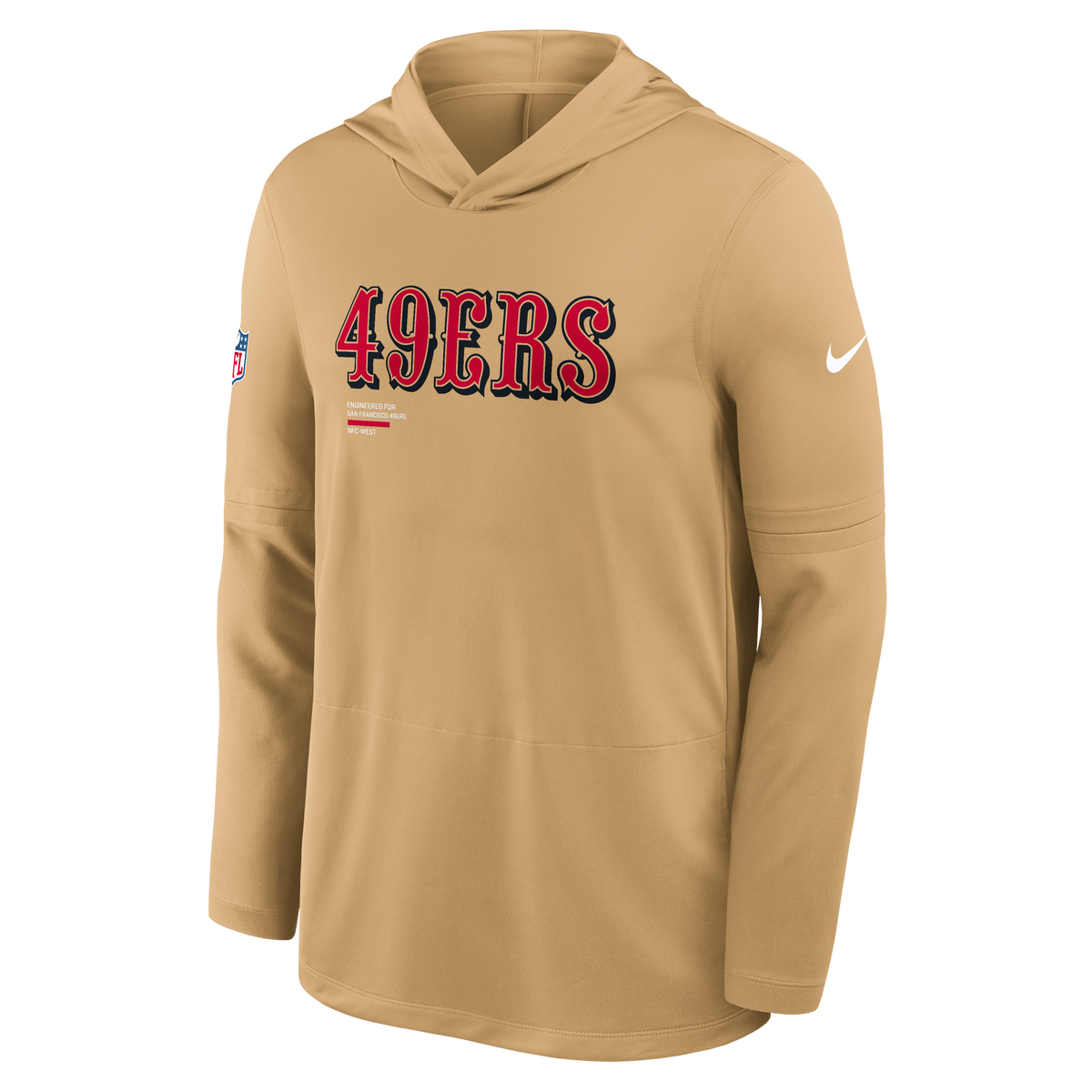 Nike San Francisco 49ers Light Weight T-Shirt Hoodie-Tan product image 1, provided for visual reference and product detail