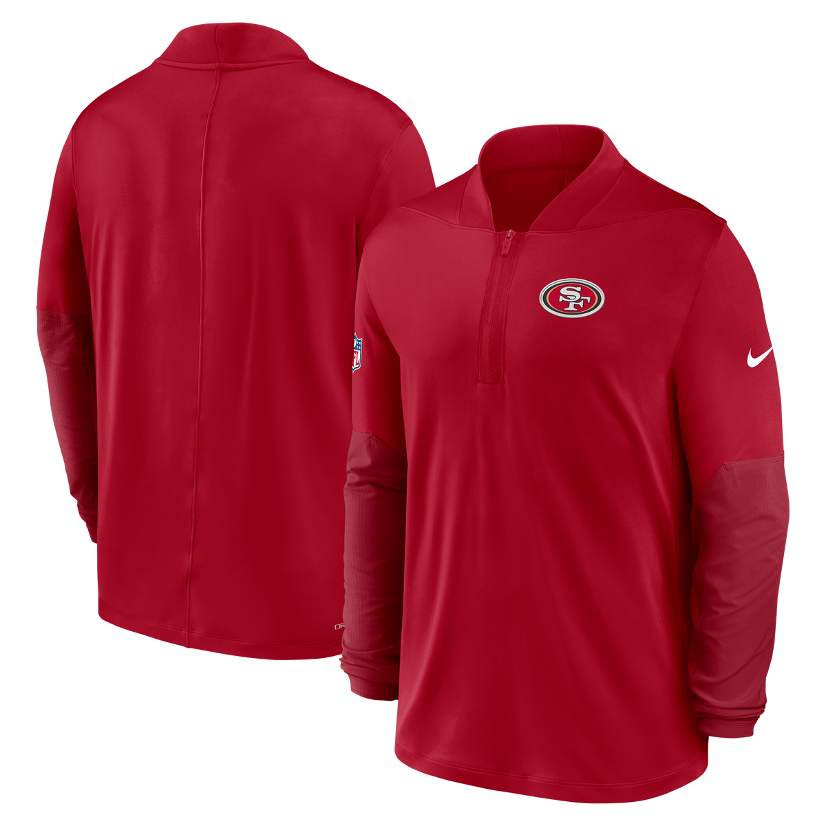 Nike Men San Francisco 49ers Sideline Dri-FIT Half-Zip Pullover - Scarlet product image 3, provided for visual reference and