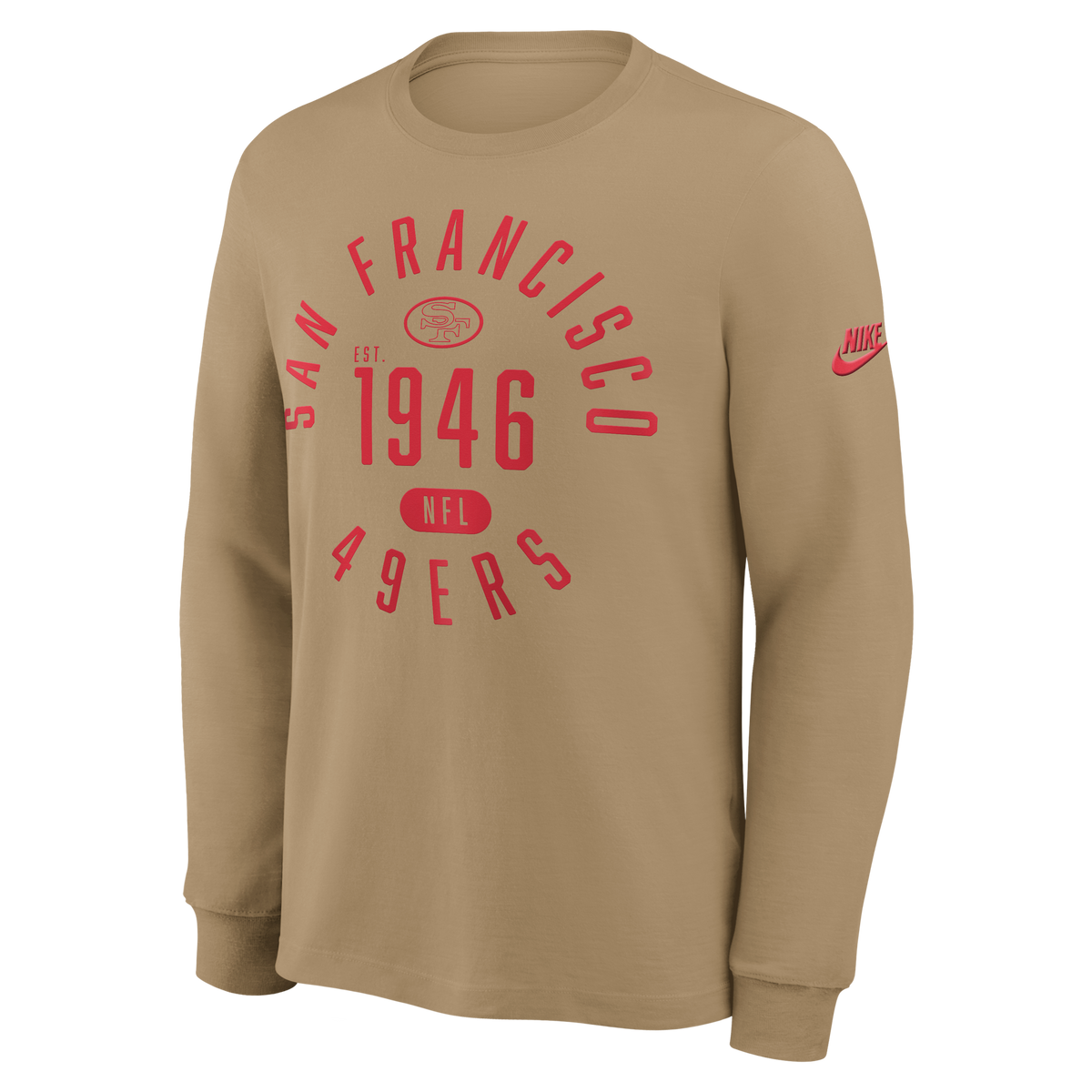 Nike Men San Francisco 49ers Rewind Long Sleeve T-Shirt product image 1, provided for visual reference and product detail