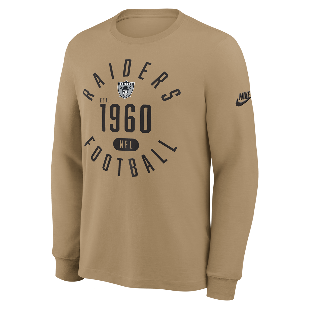 Nike Las Vegas Raiders Rewind Long Sleeve T-Shirt product image 1, provided for visual reference and product detail review