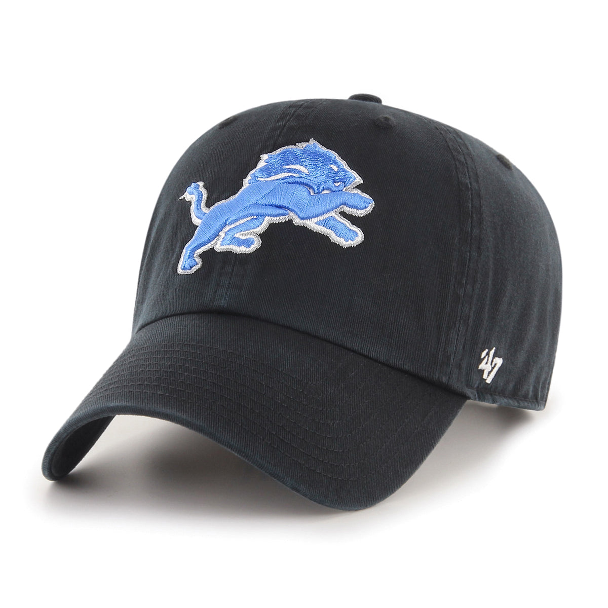 Detroit Lions '47 Clean Up Black Adjustable Hat product image 1, provided for visual reference and product detail review