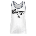 Chicago White Sox Pinstripe Chicago Script Logo Racer Back Women Tank product image 1, provided for visual reference and
