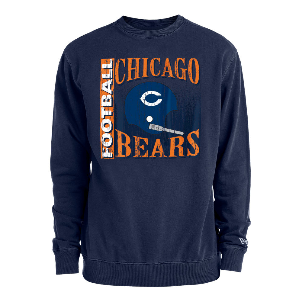 Chicago Bears Football Helmet Pigment Dye Crew Sweatshirt product image 1, provided for visual reference and product detail