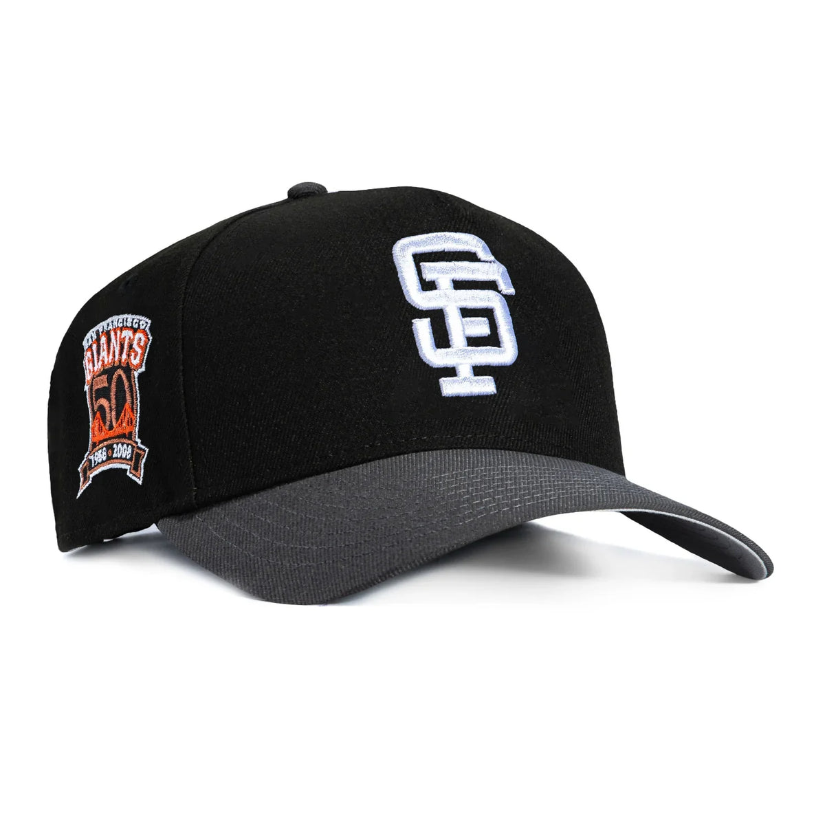 New Era San Francisco Giants 50th Anniversary 9FORTY A-Frame Snapback Hat-Black/Gray product image 1, provided for visual