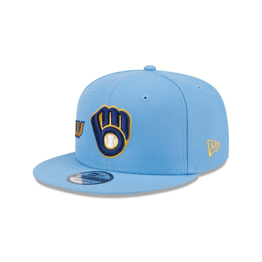 New Era Milwaukee Brewers City Connect Icon 9Fifty Snapback Hat-Light Blue product image 3, provided for visual reference