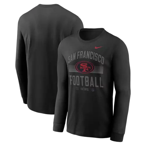 Nike San Francisco 49ers Essential Long-Sleeve Cotton T-Shirt - Black product image 3, provided for visual reference and