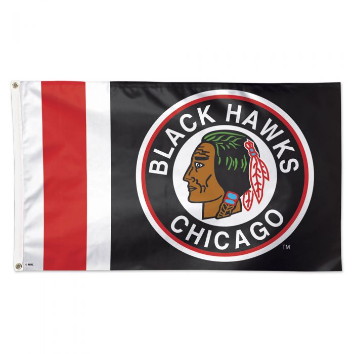 Blackhawks Reserve Retro 3"x5" Deluxe Flag product image 1, provided for visual reference and product detail review