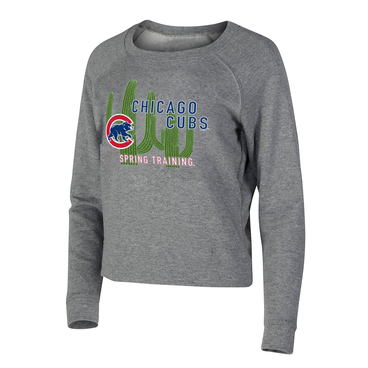 Chicago Cubs Spring Training Women Grey Mainstream Crewneck Sweatshirt product image 1, provided for visual reference and