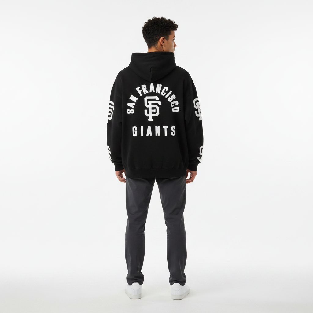 Pro Standard 'San Francisco Giants Wingspan' Drop Shoulder Jacket- Black product image 4, provided for visual reference and