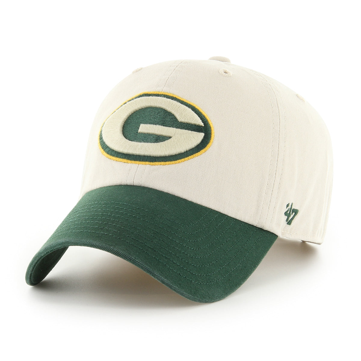 Green Bay Packers '47 Bone Sidestep Clean Up Adjustable Hat product image 1, provided for visual reference and product