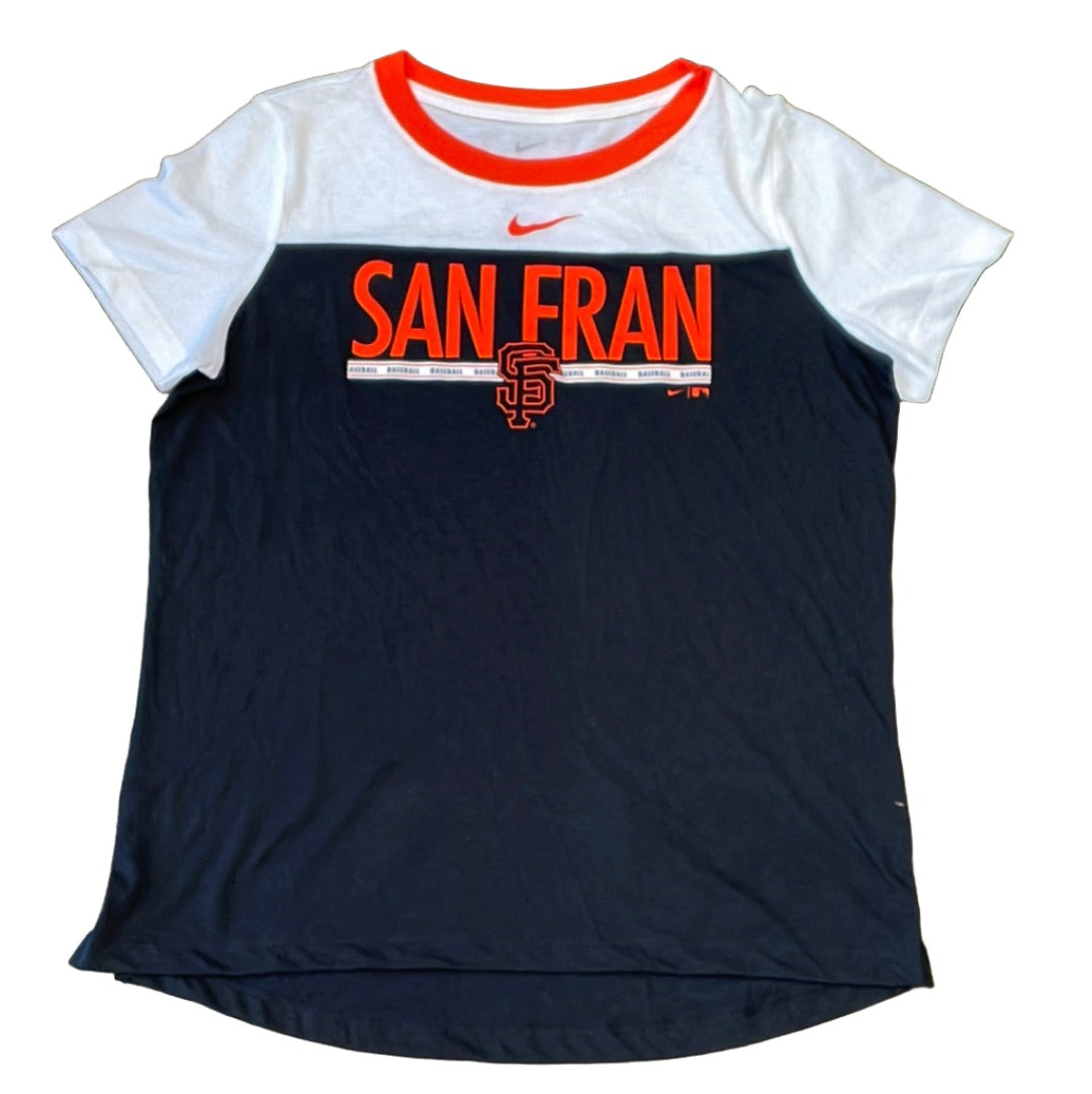 Nike Women San Francisco Giants Wordmark T-Shirt-White/Black product image 1, provided for visual reference and product