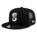New Era Seattle Mariners 9FIFTY Trucker Snapback Hat - Black/White product image 1, provided for visual reference and