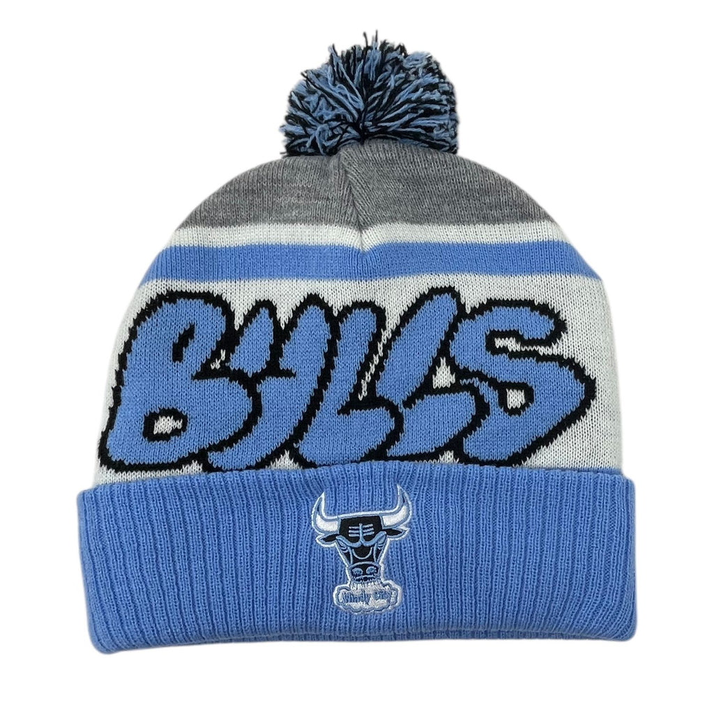 Chicago Bulls MN Light Blue Throw Down Pom Knit product image 1, provided for visual reference and product detail review