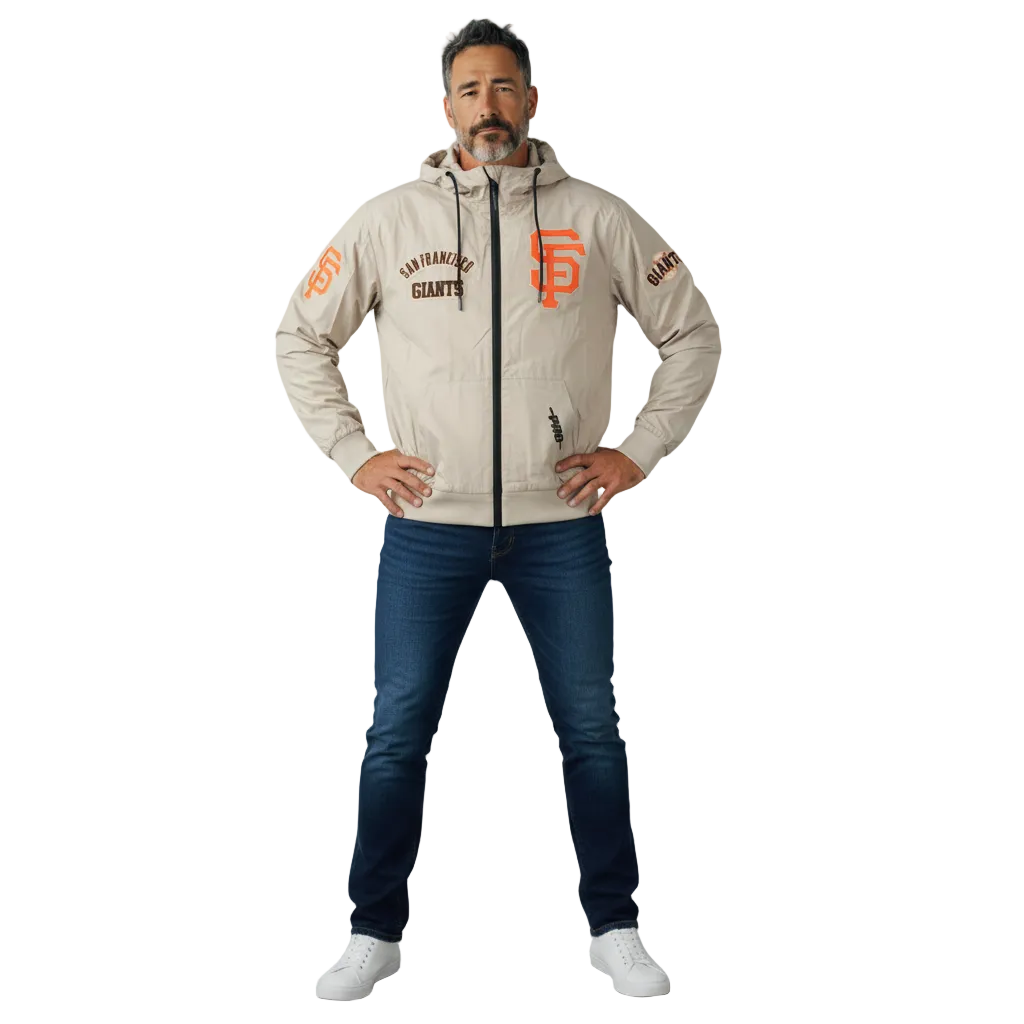 Pro Standard Men San Francisco Giants Hybrid Woven Jacket-Khaki product image 2, provided for visual reference and product