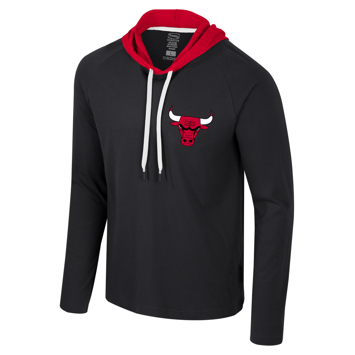Chicago Bulls Tradition Stadium Essentials Long Sleeve Hood T-Shirt product image 1, provided for visual reference and