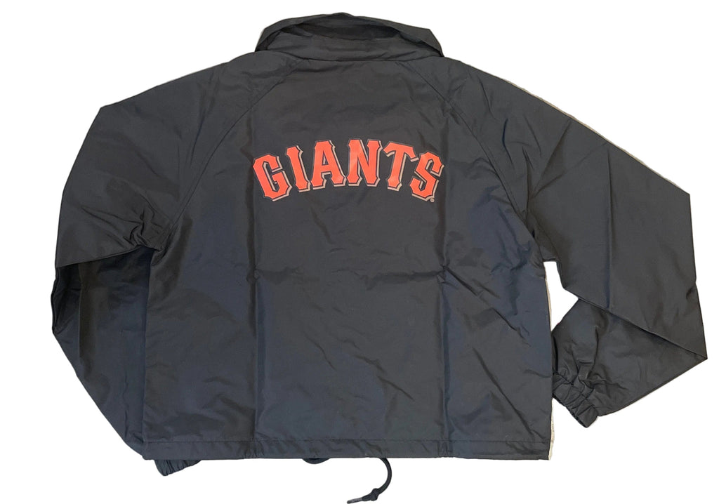 New Era Women San Francisco Giants Cropped Windbreaker Jacket-Black product image 2, provided for visual reference and