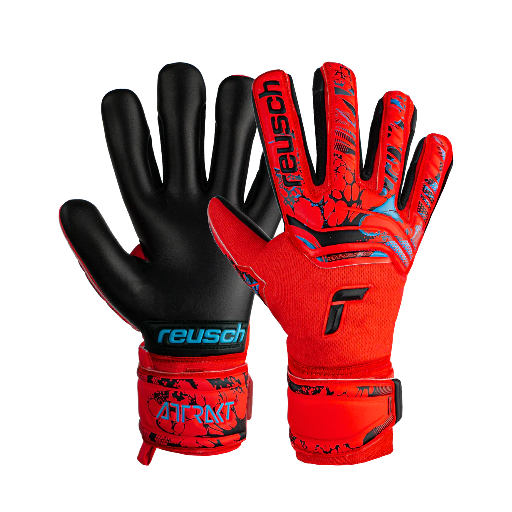 Reusch Attrakt Grip Evolution Finger Support-Brig Red/Futr Blu/Black product image 3, provided for visual reference and