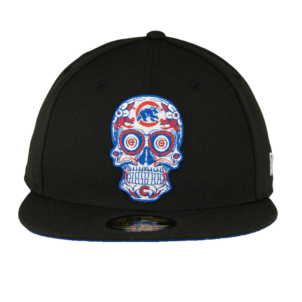 Chicago Cubs Black/Royal Sugar Skull New Era 59FIFTY Fitted Hat product image 2, provided for visual reference and product