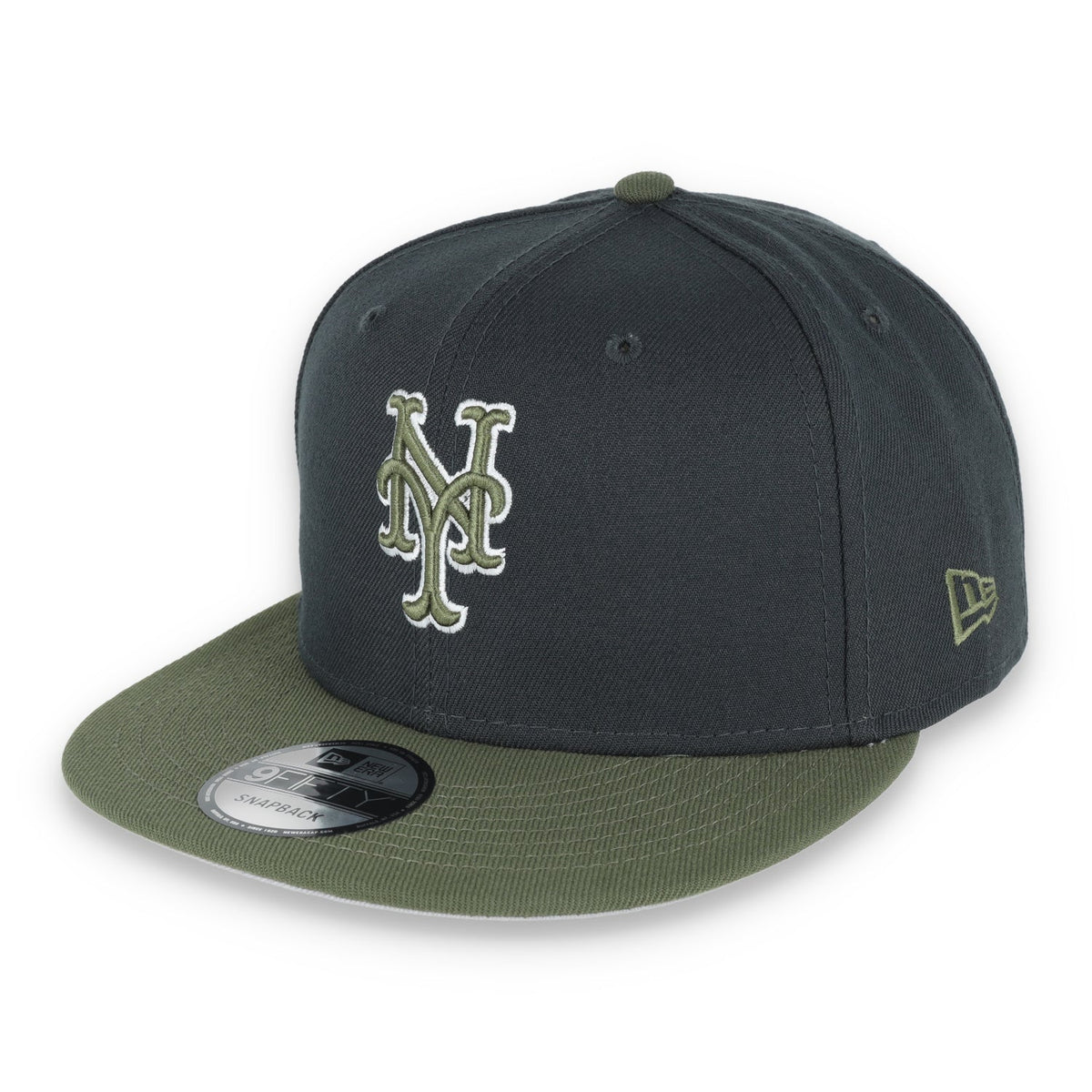 New Era New York Mets 2-Tone Color Pack 9FIFTY Snapback Hat- Grey/Olive product image 3, provided for visual reference and
