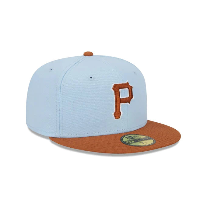 New Era Pittsburgh Pirates Color Pack 59FIFTY Fitted Hat-Light Blue/Rust Orange product image 1, provided for visual
