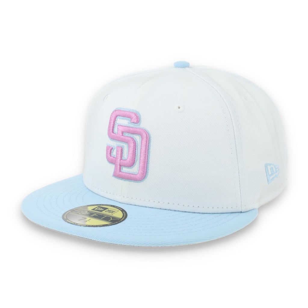 New Era San Diego Padres Color Pack 59FIFTY Fitted Hat-White/Light Blue /Pink product image 2, provided for visual reference