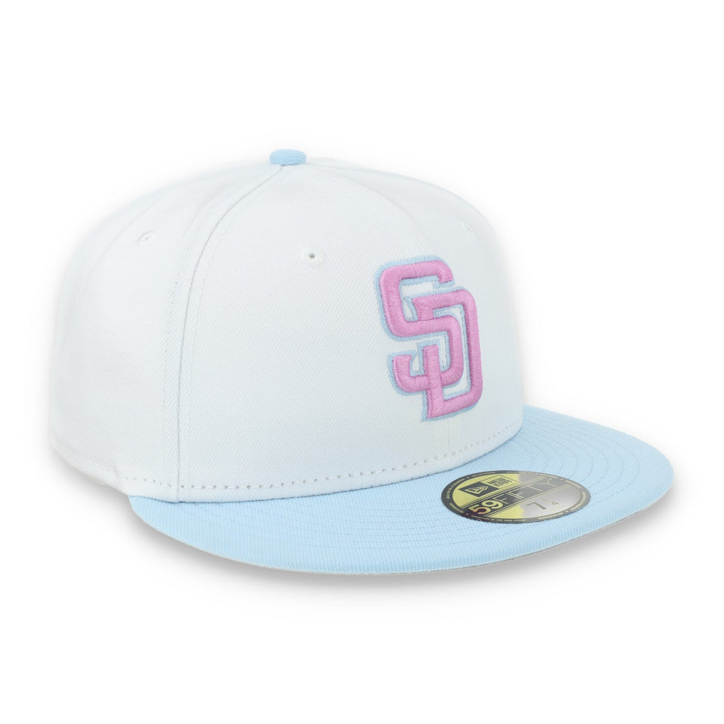 New Era San Diego Padres Color Pack 59FIFTY Fitted Hat-White/Light Blue /Pink product image 1, provided for visual reference