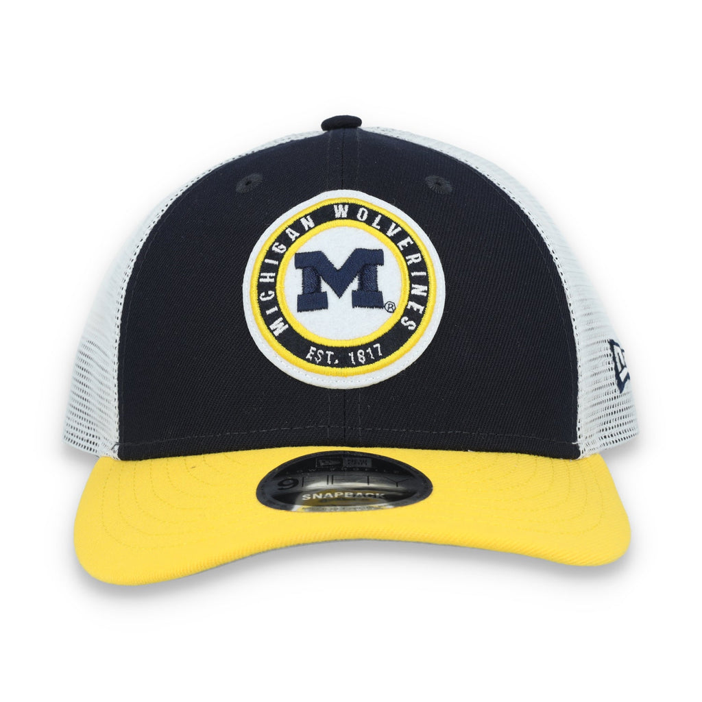 New Era Michigan Wolverines Throwback Low Profile 9FIFTY Trucker Snapback Hat product image 2, provided for visual reference