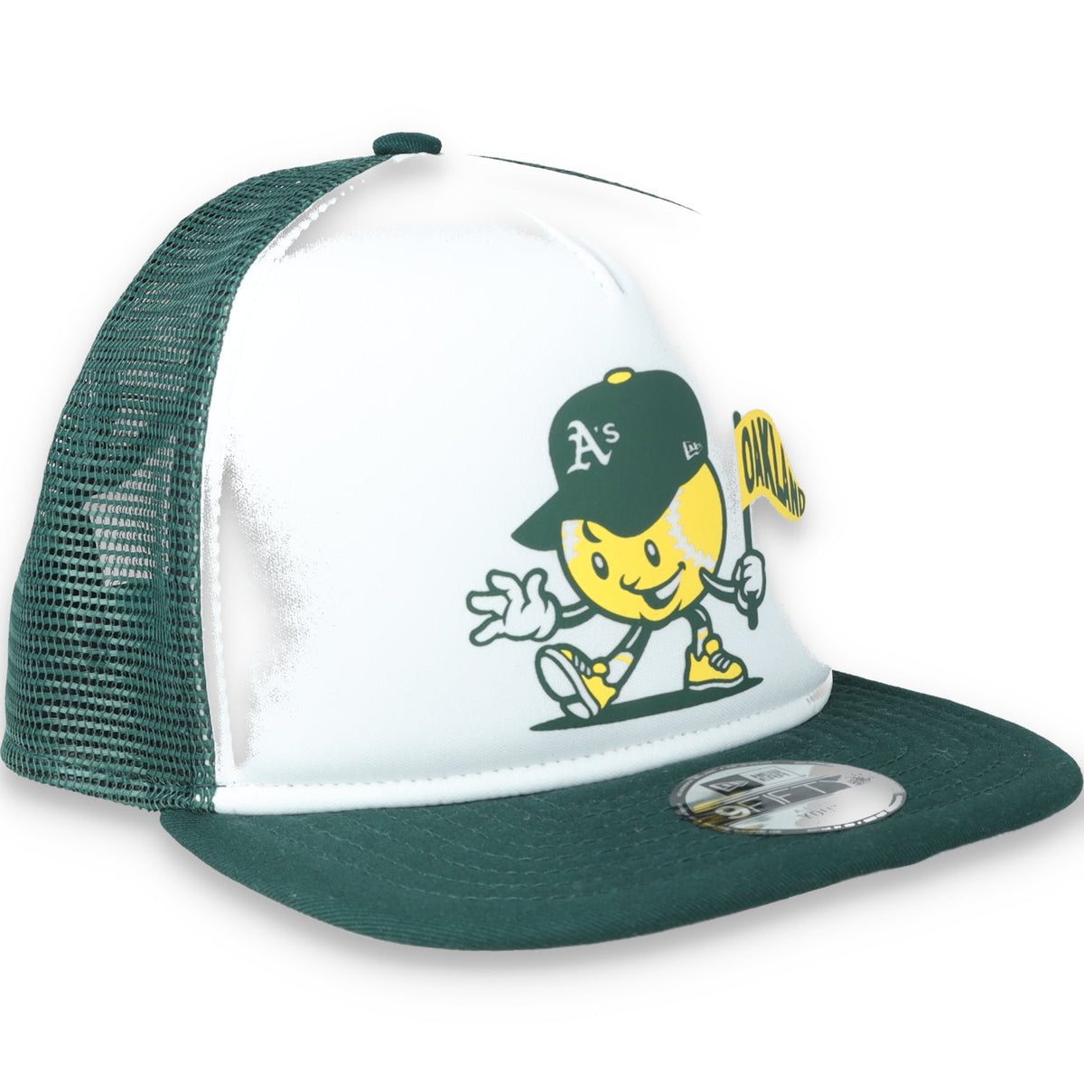 New Era Youth Oakland Athletics Mascot Court Sport 9FIFTY A-Frame Trucker Hat product image 1, provided for visual reference