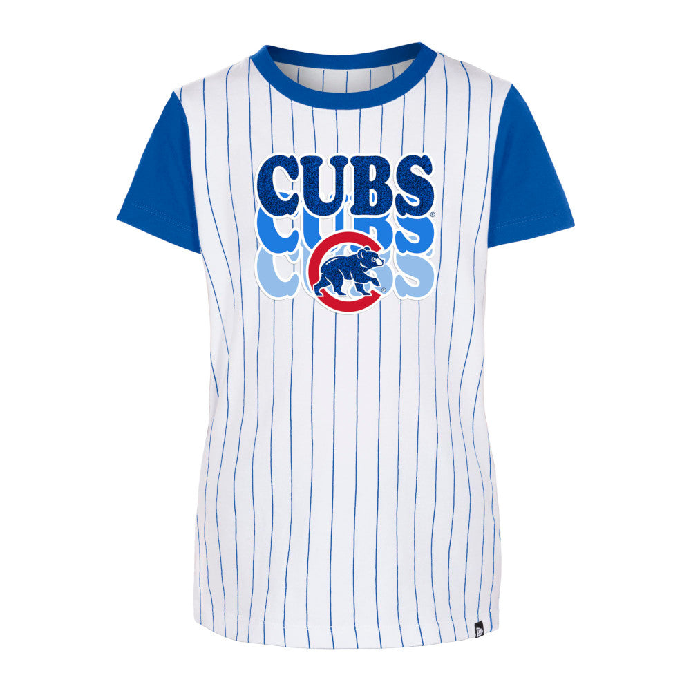 Chicago Cubs New Era Pinstripe Youth T-Shirt product image 3, provided for visual reference and product detail review