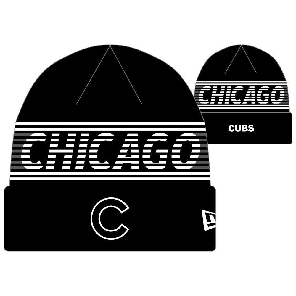 Chicago Cubs New Era 2024 Clubhouse Black Knit Hat product image 1, provided for visual reference and product detail review