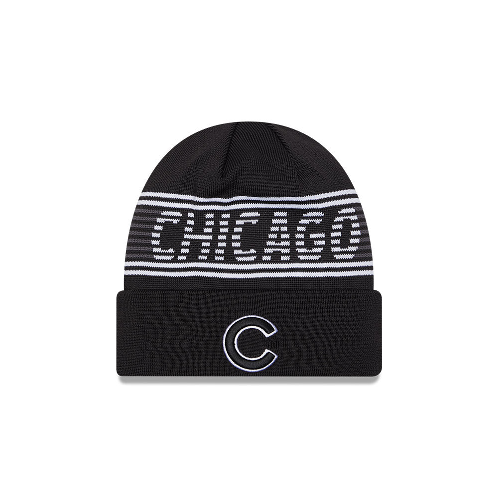 Chicago Cubs New Era 2024 Clubhouse Black Knit Hat product image 2, provided for visual reference and product detail review