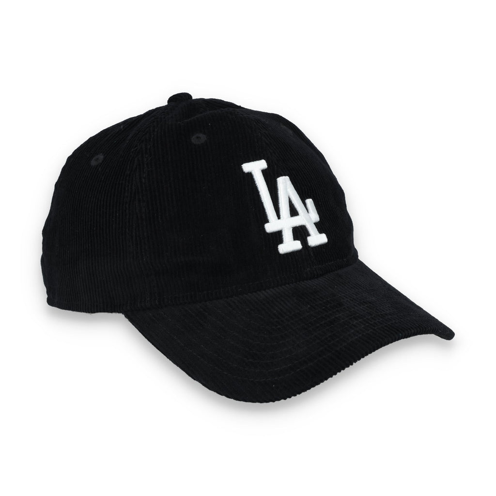 New Era Los Angeles Dodgers Corduroy 9TWENTY Adjustable Hat-Black/White product image 1, provided for visual reference and