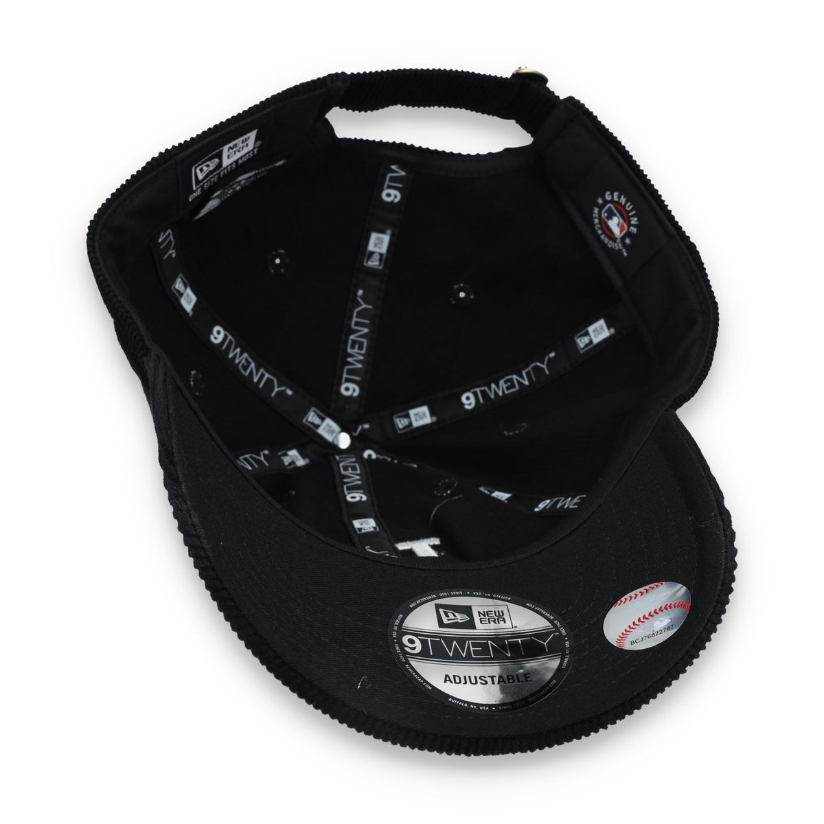 New Era Los Angeles Dodgers Corduroy 9TWENTY Adjustable Hat-Black/White product image 7, provided for visual reference and