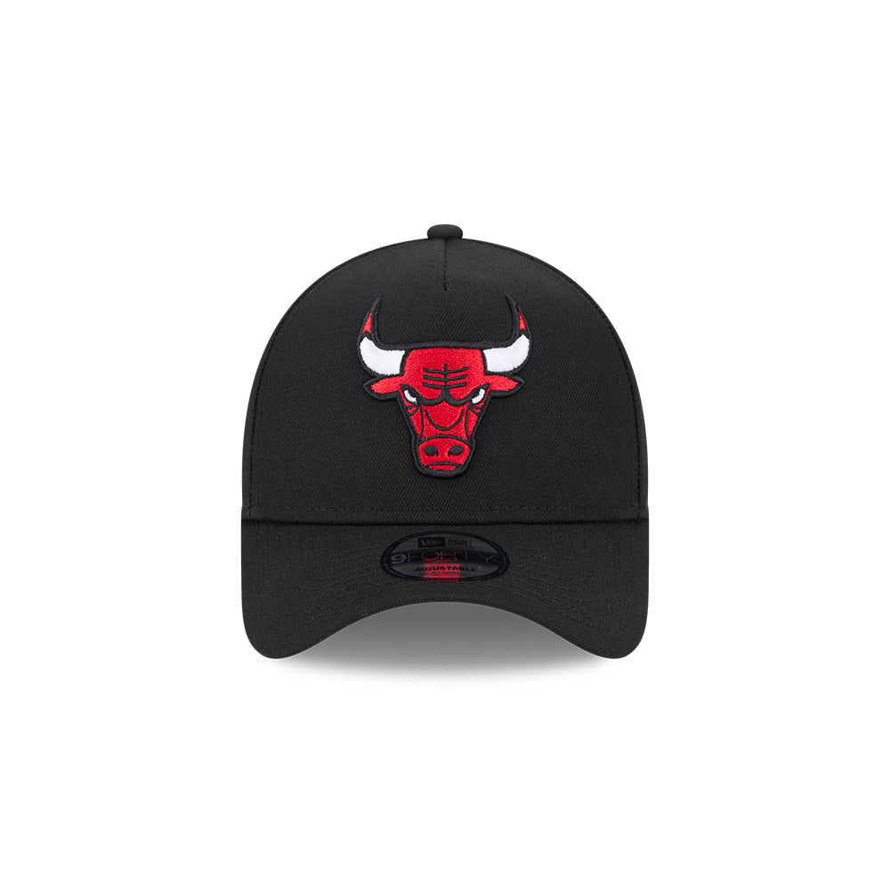 Chicago Bulls New Era 9FORTY Black A-Frame Adjustable Hat product image 2, provided for visual reference and product detail